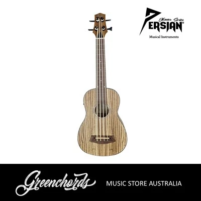 $255 • Buy Persian UKB-ZEBRA Electric-Acoustic UBass Bass Ukulele With Aquila Strings