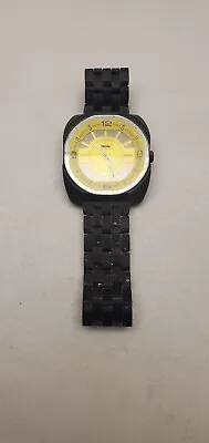 Mossimo MM90290 Black Case Band Yellow Face Men's Watch • $20.33