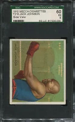 $649 • Buy 1910 T218 Mecca Cigarettes Boxing Jack Johnson Rookie Side View SGC 5 Ex