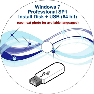 £11.99 • Buy Windows7 PRO Install Disk + USB Drive (64bit)