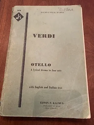 Verdi Otello Vocal Score English/Italian Kalmus • $24.99