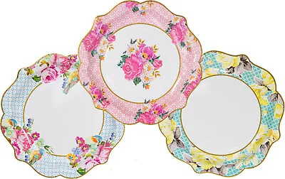 Afternoon Tea Party Plates Luxury Vintage Style Floral Paper Plates Assort X 12 • $6.15