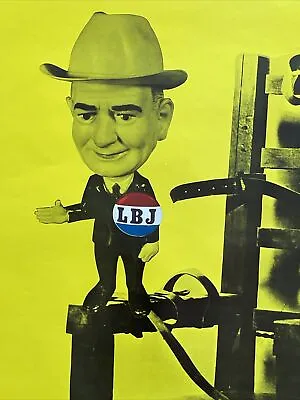 Original Vintage 1968 Anti LBJ Vietnam War Poster Lyndon Johnson Electric Chair • $42.98