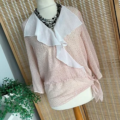 Vintage Wallis Exclusive Pink Ruffle Blouse Top Sz 12 UK / B35 • $8.69