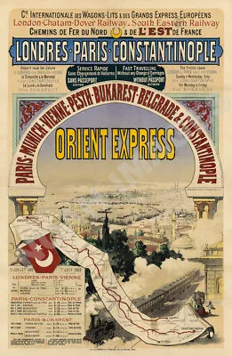 Londres Paris Constantinople Orient Express Vintage Travel Poster Repro 16x24 • $9.95