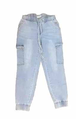 Ashley Manson Women’s Cargo Jeans Size 13/26 Light Blue Pockets Elastic Waist • $9.99