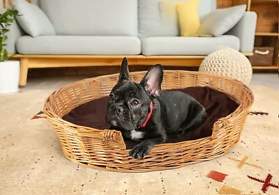 £20.99 • Buy Honey Color Premium Wicker Dog Pet Bed With Washable Cushions