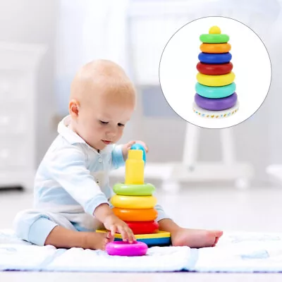  Plastic Stacking Ring Toys Stacker Building Blocks For Kids Baby Music Colorful • £17.18