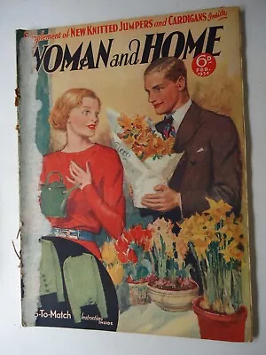 Woman & Home Magazine Feb 1936 Knitting Designs Needlework Fashion FREE POSTAGE • £35.64