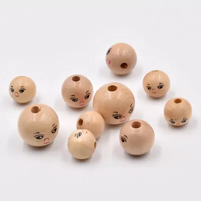 20pcs Wood Color Face Doll Head Wooden Bead Loose Beads DIY Jewelry Accessori YK • £4.07