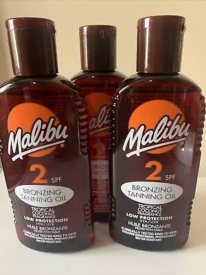 Malibu Bronzing Tanning Oil - SPF2 - 200ml Coconut Fragrance UVA/UVB Packs Of (3 • £14.99