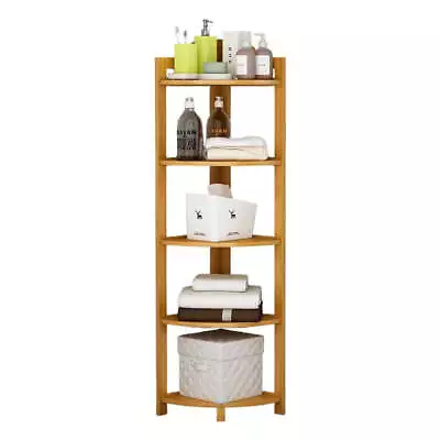 GOMINIMO Bamboo Corner Shelf Freestanding Bookcase 5 Tier • $112.99