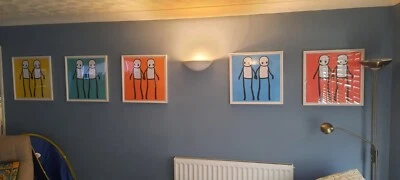 £650 • Buy STIK  Holding Hands  Prints Full  Set Of 5 Framed - Beautiful With Newspaper