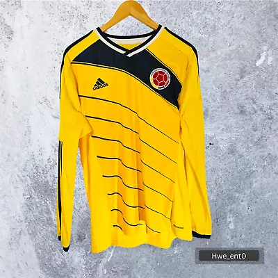 Colombia Adidas Football Shirt 2014 Long Sleeve Jersey Men's Large Vintage • £44.99