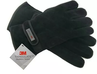 Mens Gloves Thinsulate Thermal Insulation Fleece Lined Adults Warm Winter Wear • £5.25