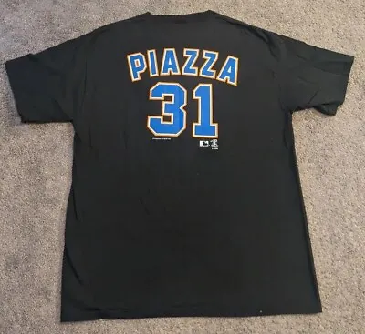 Vintage Y2K 2005 Men's New York Mets Mike Piazza Black T-Shirt Jersey #31 Large • $24.99