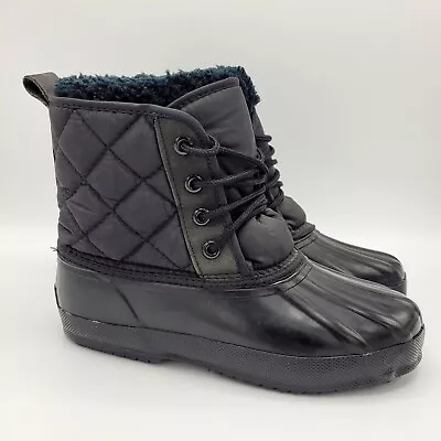 Eddie Bauer Vintage Black Quilted Waterproof Lined Snow Duck Boot Lace Up Size 7 • $39.99