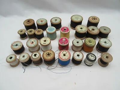 28 Vintage Large & Small J&P Coats Wooden Sewing Cottons Reels  • £33.50