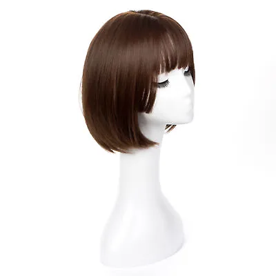 Natural Wig Women Real Ladies Short Straight Hair Bob With Bangs Full Wigs Daily • £16.99