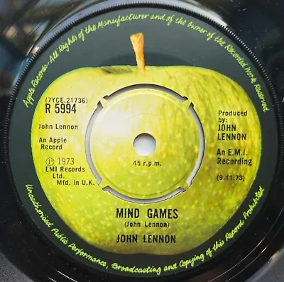 Mega Rare John Lennon  Mind Games  1973 Demo Date On Label Apple Pic Sl Beatles • £39.99