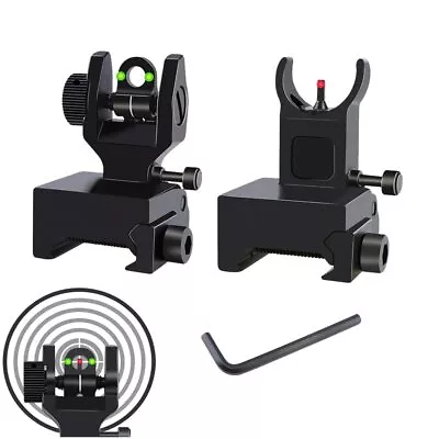 Tactical Fiber Optics Flip Up Sight Front & Rear Fiber Sights Fit Picatinny Rail • $23.84