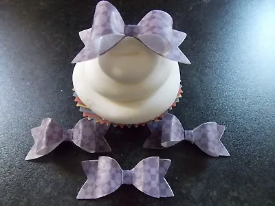 8 X 3D Edible Shaped Purple Bows Wafer/rice Paper Cake/cupcake Toppers • £7