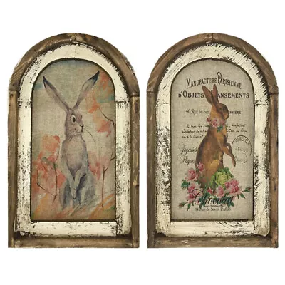 Easter Rabbit Mural Wall Painting Picture Wooden Frame Porch Hanging Poster Gift • $21.33
