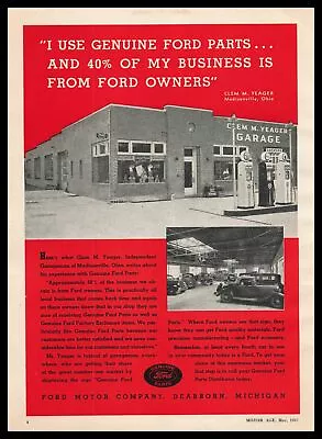 1937 Clem M. Yaeger Madisonville Ohio Garage Gas Station Photo Ford Print Ad • $19.95