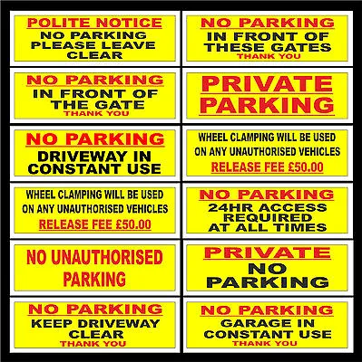 No Parking / Gates / Garage / Wheel Clamp / Keep Driveway Clear Sign Or Sticker • £3.99