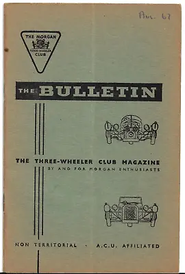 Morgan Three-Wheeler Club Bulletin August 1967 UK Magazine • $15.16