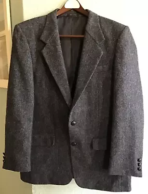 Members Only Mens Blazer 38R Dark Gray Wool TweedTwo Button Sports Coat PRISTINE • $35