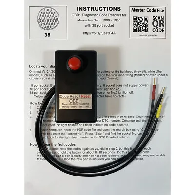 OBD1 Diagnostic Code Reader For Mercedes Cars With The Round 38 Port Socket • $34.99