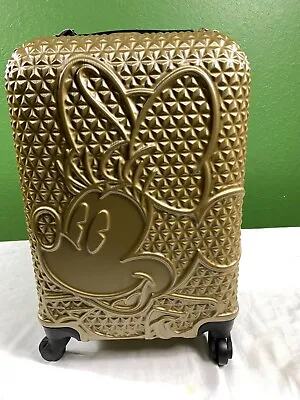 Disney Minnie Mouse Gold Carry-On Spinner FUL Suitcase Textured Hard Luggage 21  • $149.95