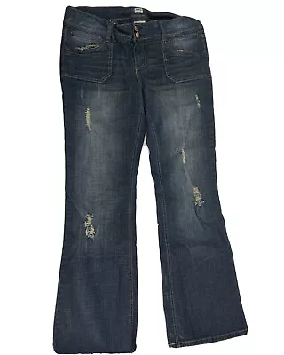 H2J Productions Jeans Womens Size 143/14 Dark Wash Flare Distressed Excellent • $11.99