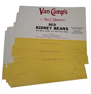 Wholesale Lot 15 Stokely Van Camp's Red Kidney Beans Tin Can Label Paper Vtg • $9.99