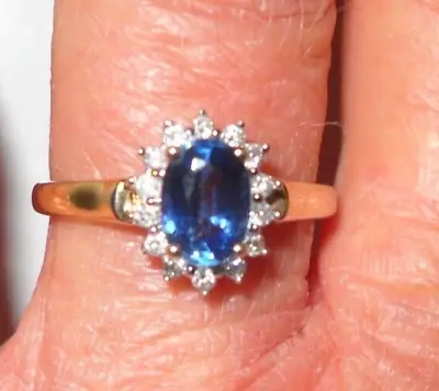 0.7ct Nepalese Kyanite And Diamond Cluster Ring- 9ct Gold- Size- O  (QVC ) • £195