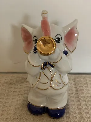 VTG Elephant Piggy Bank Playing Trumpet Porcelain • $10