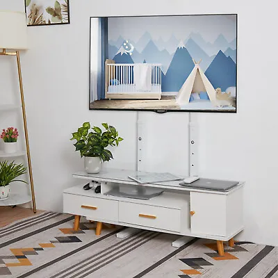 White Tall TV Floor Stand Adjustable Height Corner Home Office VESA 600 X 400 Mm • £49.96