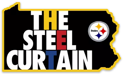 Pittsburgh Steelers STEEL CURTAIN Word Phrase / PA State Type NFL Die-cut MAGNET • $5.49