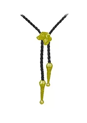A23 Small Labrador’s Head GOLD FINISH Pewter On Neck Tie Western Cowboy Bolo • £13.95