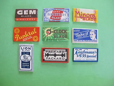 9 Single Vintage Razor Blades Original Packaging All With Blades Lion GEM Etc • $9.99