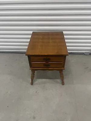 Ethan Allen Solid Maple Vintage End Table With 2 Drawers Free Shipping • $293.99