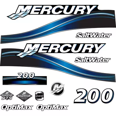 Mercury New Outboard Decal Sticker Kit 200 HP Blue  • $59.99