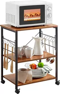 Kitchen Stand Microwave Oven Cart 23.7'' Coffee Bar Table 3-Tier Rolling Utility • $58.84