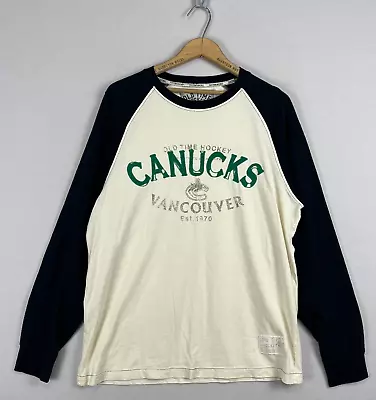 Vancouver Canucks Retro Long Raglan Sleeve Mens Large Crew Neck Tee Shirt • $19.43