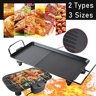 Electric Table Top Grill Griddle BBQ Hot Plate Camping Cooking Multi Temperature • £24.70