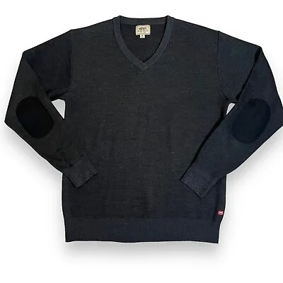 Ecko Unltd Pullover Men's XL Sweater Charcoal V-Neck Elbow Patches • $14.99
