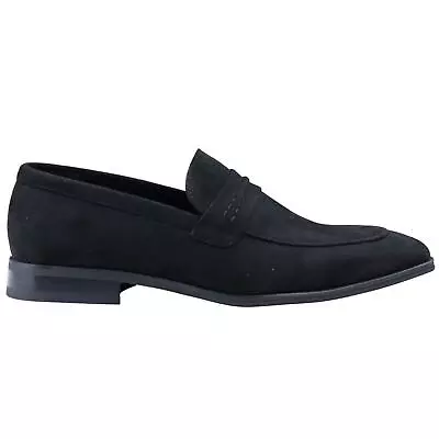 Men's Moccasin Loafers Shoes Leather Lined Slip On Suede Smart Formal Shoe Black • £39.99