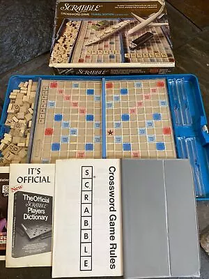 Vintage Scrabble Travel Edition Crossword Game Blue Plastic Case 1977 Complete • $11.99