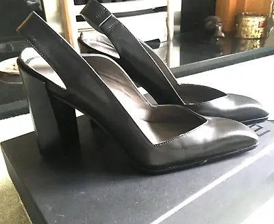 Node Nagra Ladies Shoes Black Court Slingback Size 6 Or 39 • £10